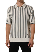 White Black Stripe Collared Polo T-shirt