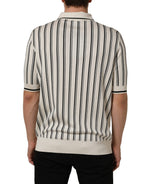 White Black Stripe Collared Polo T-shirt