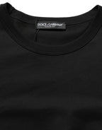 Black Cotton Crew Neck Short Sleeve T-shirt