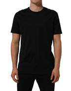Black Cotton Crew Neck Short Sleeve T-shirt