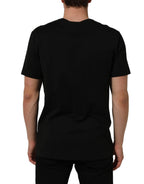 Black Cotton Crew Neck Short Sleeve T-shirt