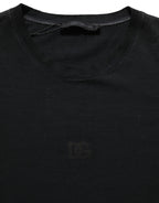 Black Cotton Short Sleeve Crew Neck T-shirt