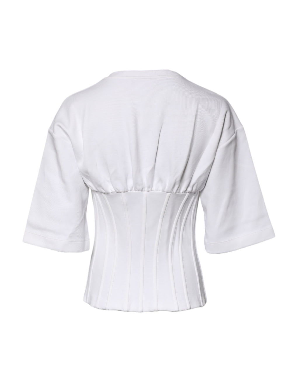 White Cotton Blend Corset Style Blouse Top