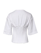 White Cotton Blend Corset Style Blouse Top