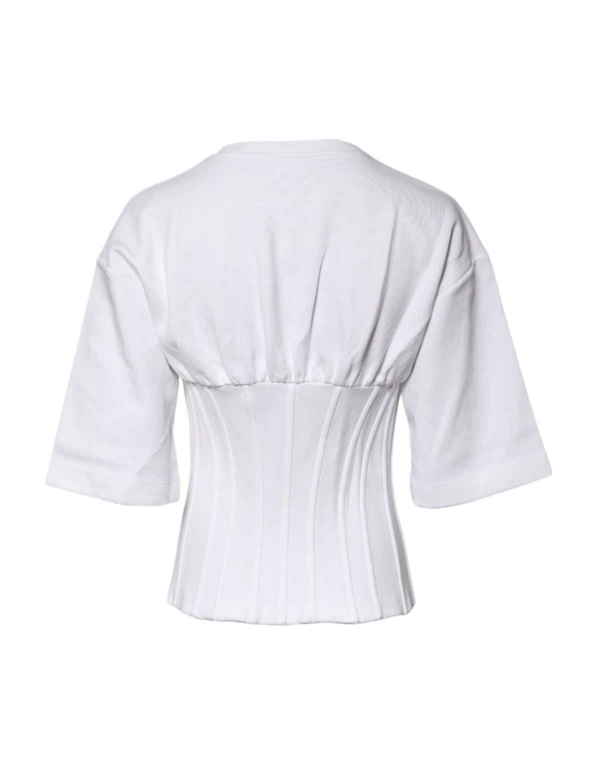 White Cotton Blend Corset Style Blouse Top