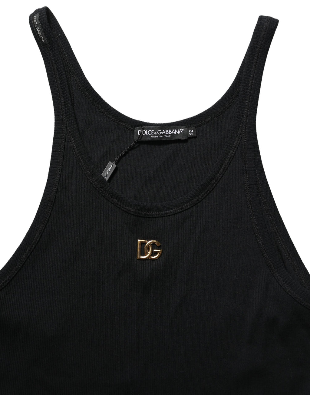 Black DG Logo Cotton Ribbed Tank Top T-shirt
