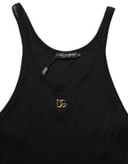 Black DG Logo Cotton Ribbed Tank Top T-shirt
