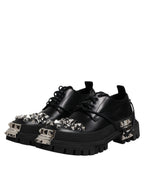 Black Studded Leather Hi-Trekking Derby Men Shoes