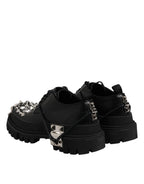 Black Studded Leather Hi-Trekking Derby Men Shoes