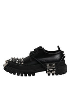Black Studded Leather Hi-Trekking Derby Men Shoes