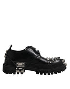 Black Studded Leather Hi-Trekking Derby Men Shoes