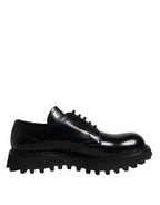 Black Calf Leather Hi-Trekking Derby Shoes