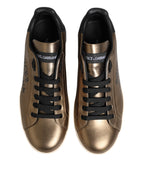 Gold Portofino Calf Leather Sneakers Shoes