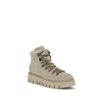Beige Calf Leather Bos Taurus Lace-Up Boots