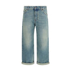 Blue Cotton Boyfriend Jeans