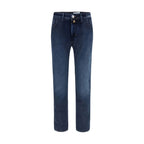 Blue Cotton Tapered Jeans