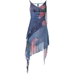 Blue Polyester Womens Dress