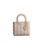 Beige Lamb Leather Shoulder Bag