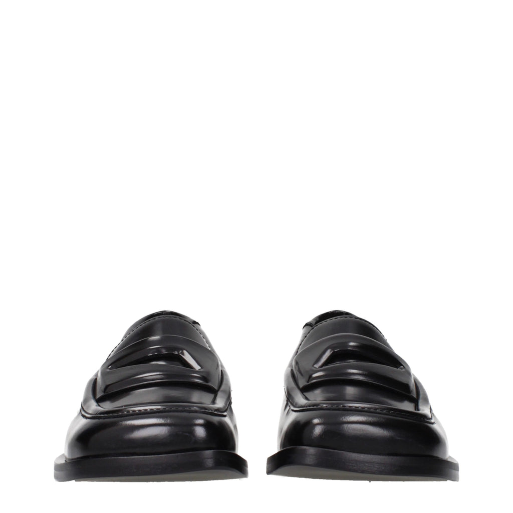 Black Leather Slip-On Loafers