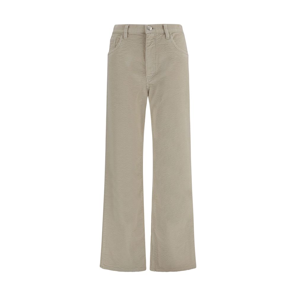 Beige Cotton Flared Pants