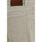Beige Cotton Flared Pants