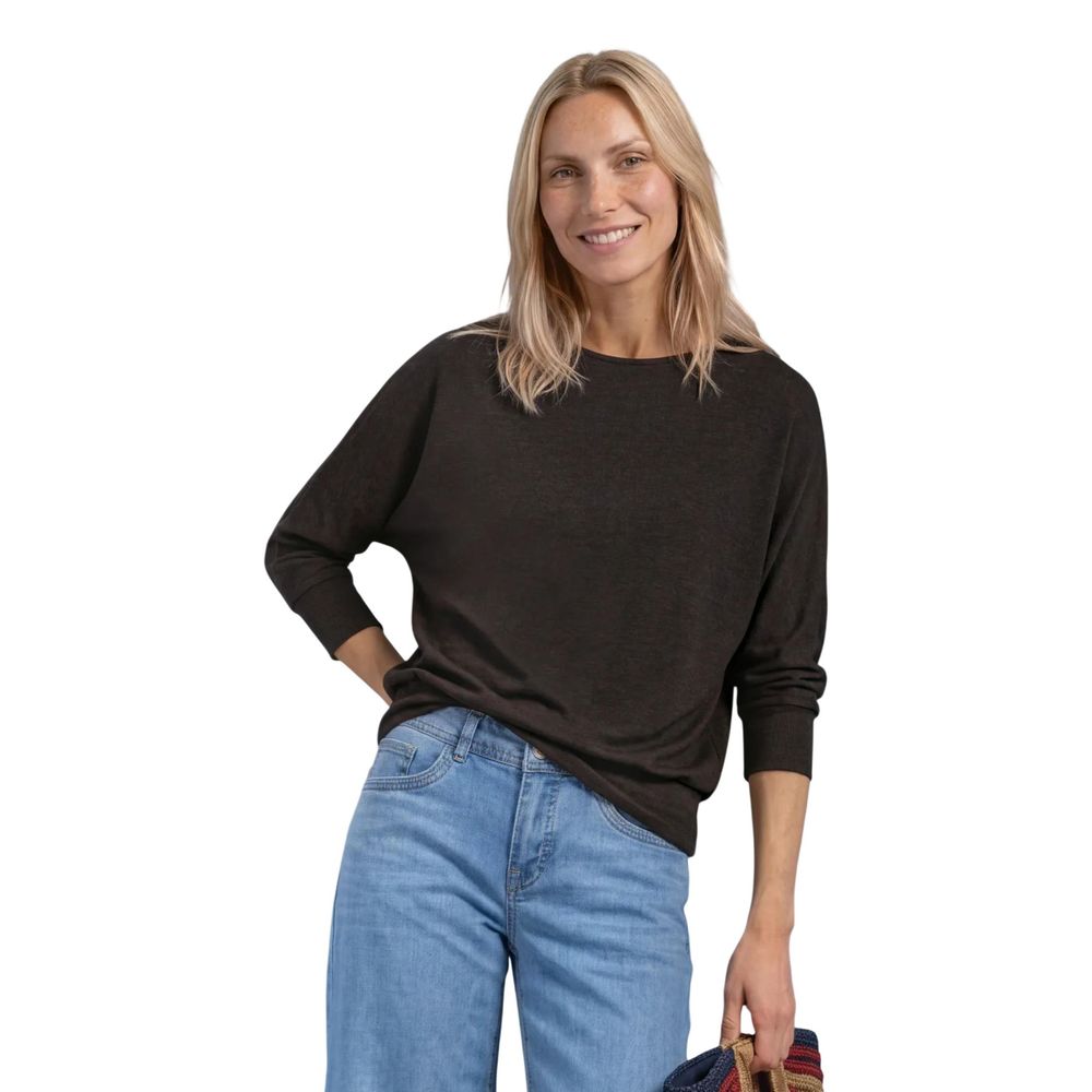 Brown Viscose Long Sleeve T-Shirt