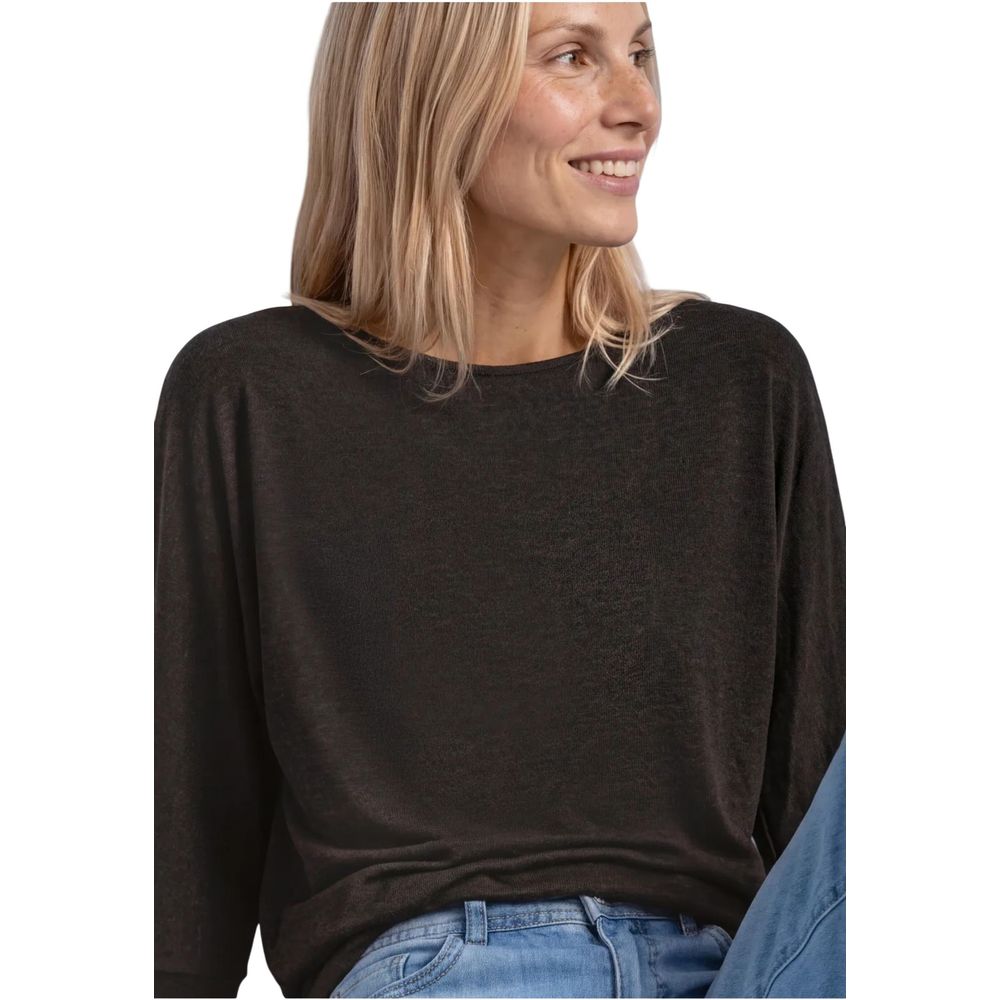 Brown Viscose Long Sleeve T-Shirt