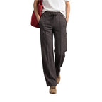 Brown Polyester Cargo Pants