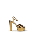 Gold Polyester Platform Sandals