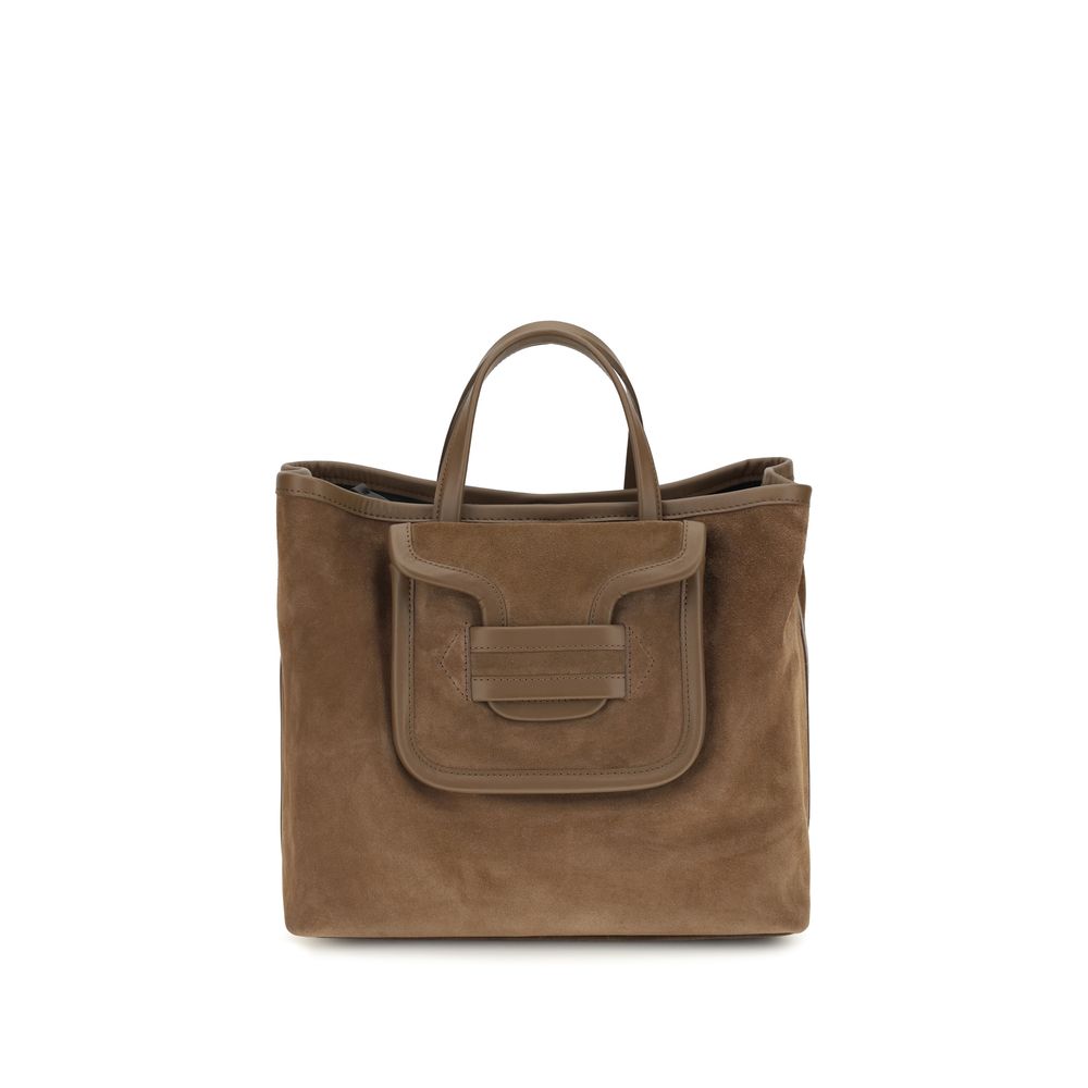 Brown Suede Leather Handbag
