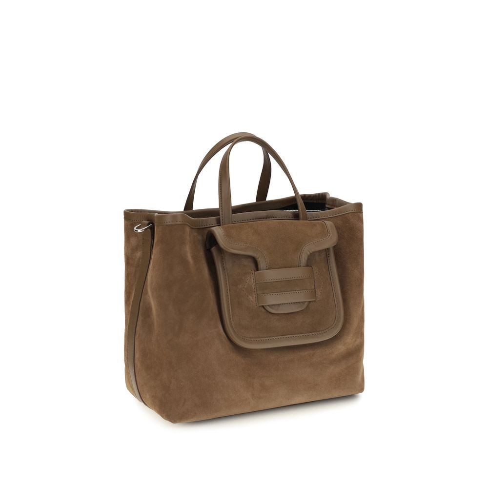 Brown Suede Leather Handbag