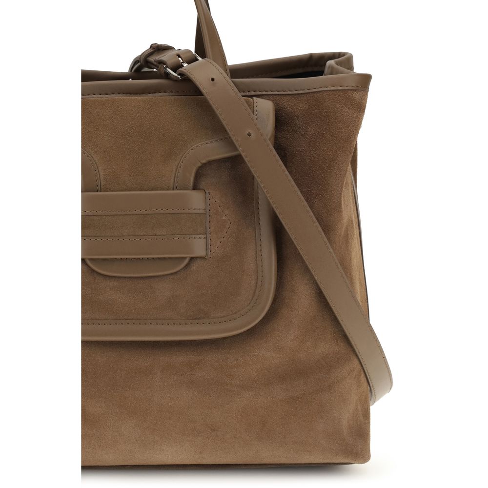 Brown Suede Leather Handbag