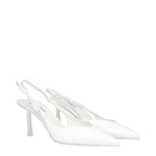 White Leather High Heel Pumps