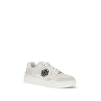 White Polyester Low Top Sneakers
