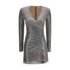 Silver Polyester Cocktail Dress