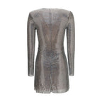 Silver Polyester Cocktail Dress