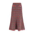 Red Cotton Midi Skirt