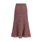 Red Cotton Midi Skirt