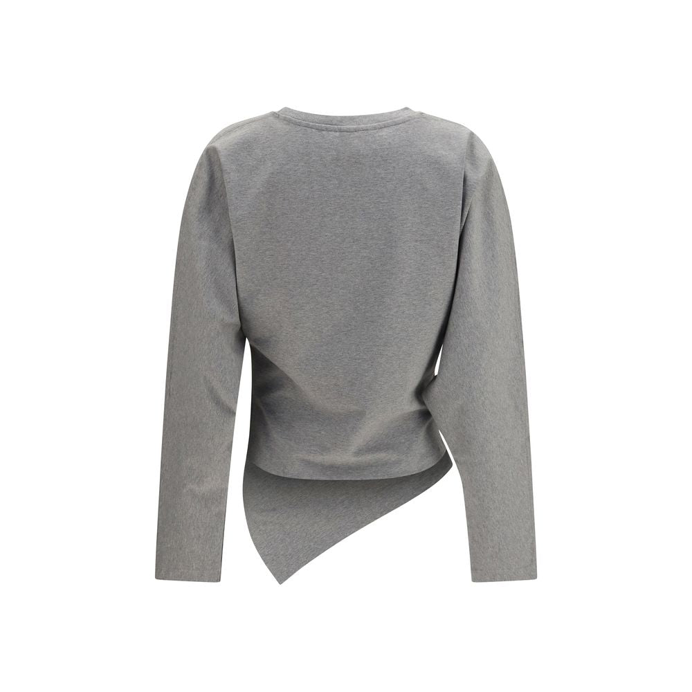 Gray Cotton Long Sleeve T-Shirt