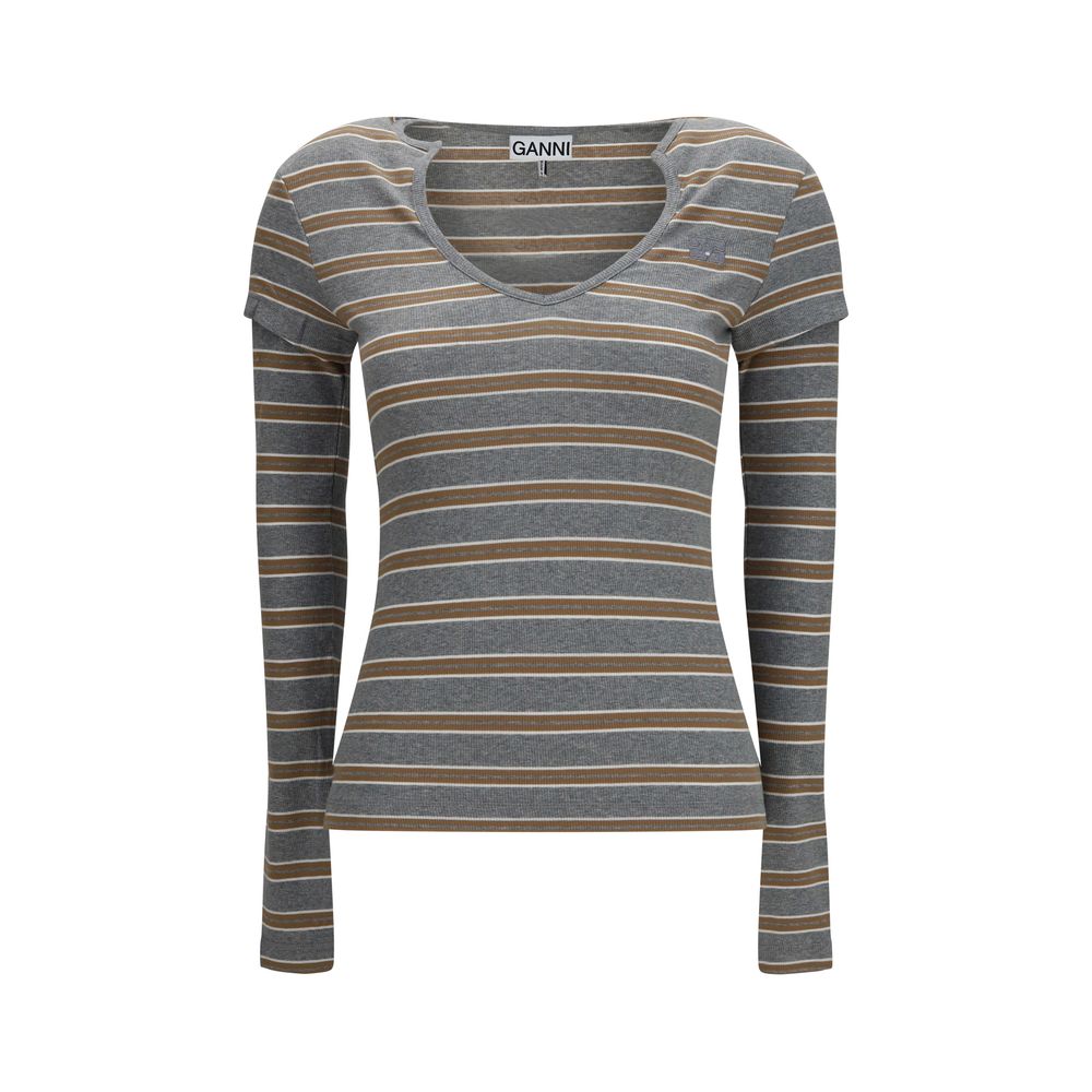 Gray Cotton Long Sleeve T-Shirt