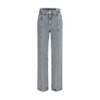 Gray Cotton Straight-Leg Jeans