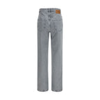 Gray Cotton Straight-Leg Jeans