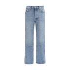 Blue Cotton Straight-Leg Jeans