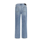 Blue Cotton Straight-Leg Jeans