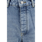 Blue Cotton Straight-Leg Jeans