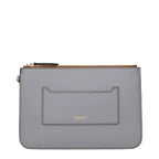 Gray Leather Clutch Bag