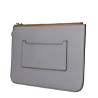 Gray Leather Clutch Bag