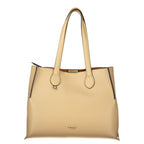 Beige Polyurethane Women Bag