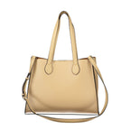 Beige Polyurethane Women Bag