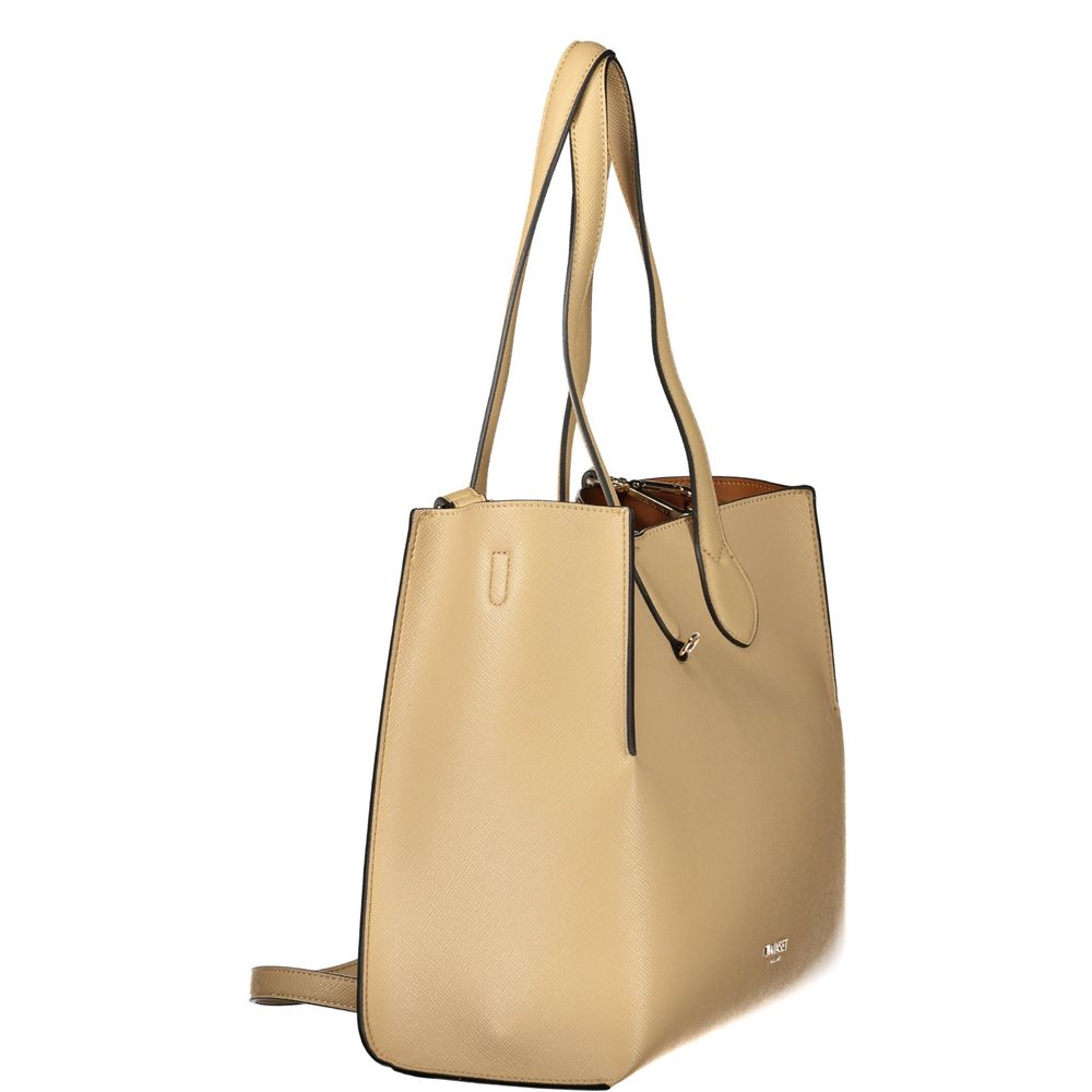 Beige Polyurethane Women Bag